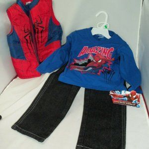 Marvel Spider-Man 2 Boys 3pc Set:Vest,Top&Pants-2T